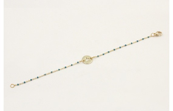 Pulsera cadena acero inoxidable micro esmlate azul