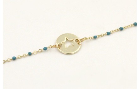 Pulsera cadena acero inoxidable micro esmlate azul