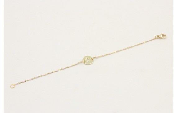 Pulsera cadena acero inoxidable micro esmlate rosa