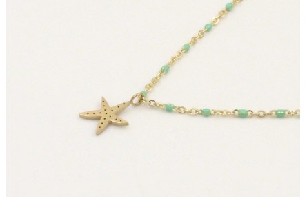 Solitario acero inoxidable cadena micro esmalte tu