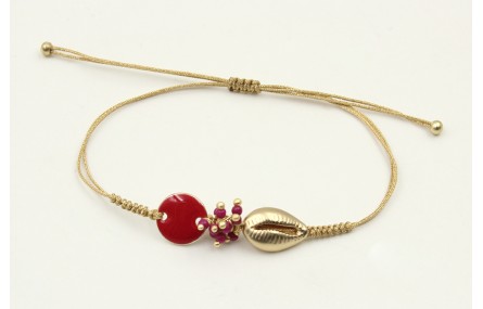 Pulsera hilo dorado palido con nudo serpiente, con
