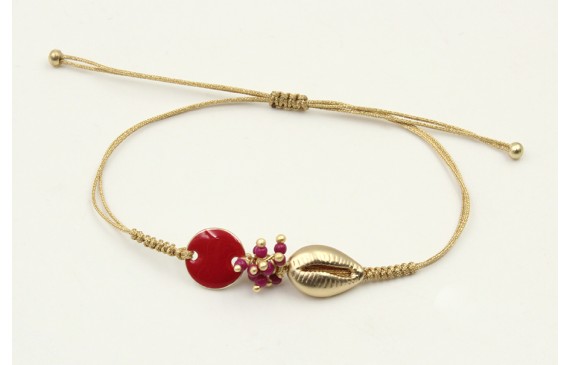 Pulsera hilo dorado palido con nudo serpiente, con