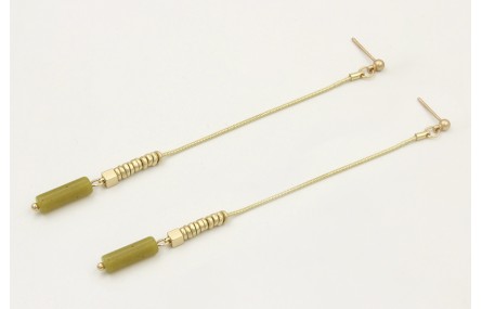 Pendientes perno bolita oro mate cadena cordón con