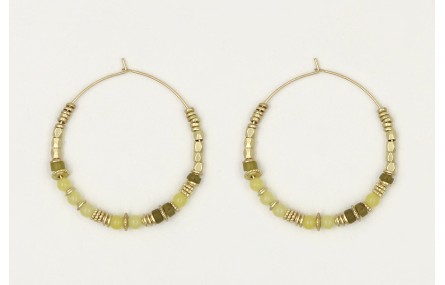 Pendientes aro grande con piezas irregulares dorad