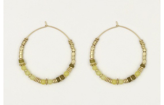 Pendientes aro grande con piezas irregulares dorad