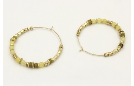 Pendientes aro grande con piezas irregulares dorad