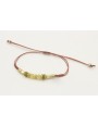 Pulsera hilo macramé oro rosa con rueda estreiada,
