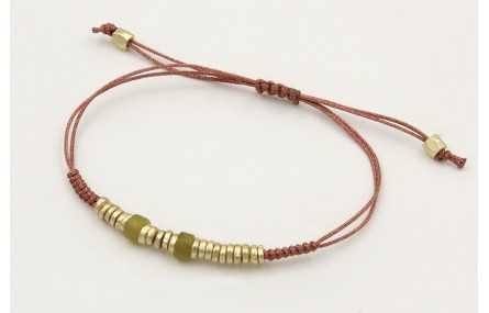 Pulsera hilo macramé oro rosa nudo serpiente con d