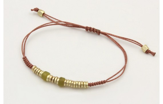 Pulsera hilo macramé oro rosa nudo serpiente con d