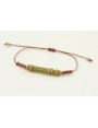 Pulsera hilo oro rosa con nudo macramé con discos 