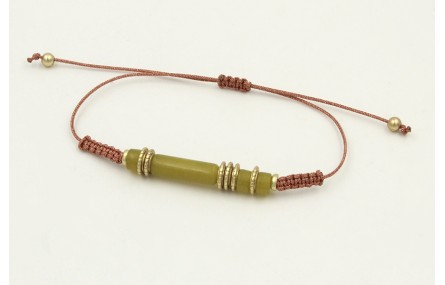 Pulsera hilo oro rosa con nudo macramé con discos 