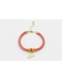 Pulsera seda salmón con aritos de abalorio naranja