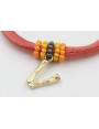 Pulsera seda salmón con aritos de abalorio naranja