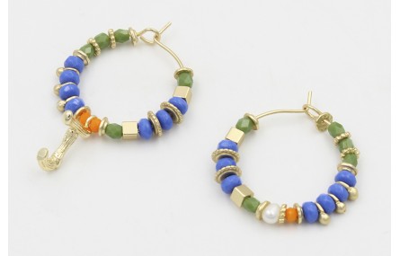 Pendientes aros con facetadas verdes,ovnis facetad