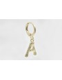 Singel earring cierre aro dorado, colgante letra A