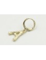 Singel earring cierre aro dorado, colgante letra A
