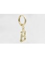 Singel earring cierre aro dorado, colgante letra B