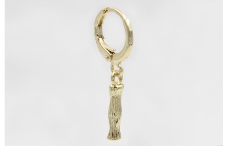 Singel earring cierre aro dorado, colgante letra I
