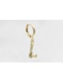 Singel earring cierre aro dorado, colgante letra L