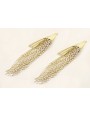 Pendientes perno pluma dorada mate con flecos de c