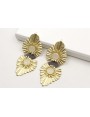 Pendientes hoja estriada con flores rematadas con 