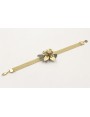 Pulsera cadena tira plana dorada mate con flor 11 