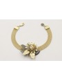 Pulsera cadena tira plana dorada mate con flor 11 