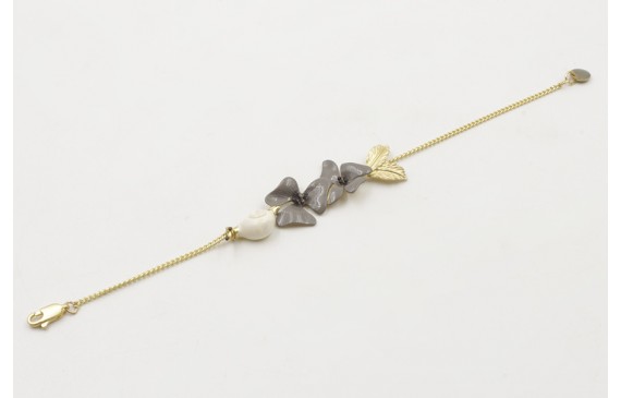 Pulsera eslabón plano dorado mate con caracol esma