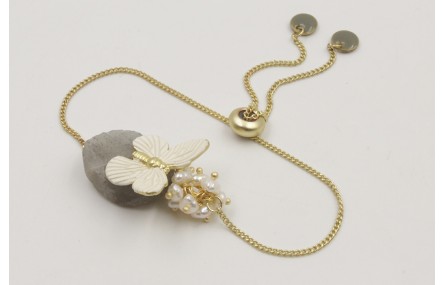 Pulsera cadena eslabón plano regulable con centro 