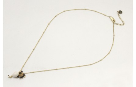 Collar cadena microbola dorada mate colgante carac