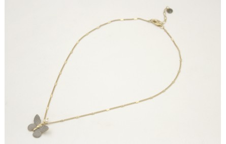 Collar cadena eslabón plano con corazones intercal