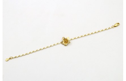 Pulsera cadena esmaltada blanca con flor dorada ma