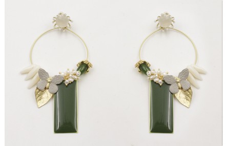 Pendientes perno de pistilos grises con brillo bla