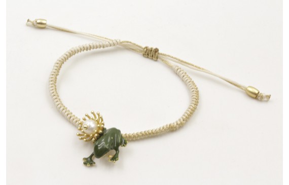 Pulsera hilo con nudo serpiente mitad crema mitad 