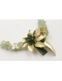 Collar rigido con piedras verdes, flor dorado amte