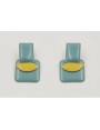 Pendientes perno rectangulo esmlatado turquesa col