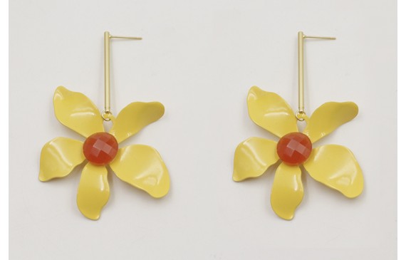 Pendientes perno pivote dorado mate con colgante f