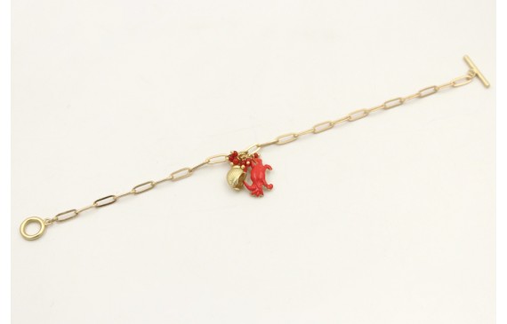 Pulsera cadena ovalos dorado mate con colgante car