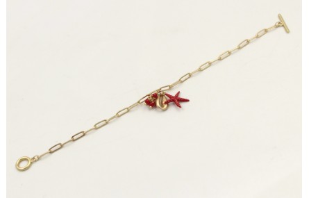 Pulsera cadena ovalos dorado mate con colgante con