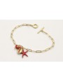 Pulsera cadena ovalos dorado mate con colgante con