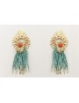 Pendientes hoja estriada y nénufar con brillo cora