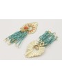 Pendientes hoja estriada y nénufar con brillo cora