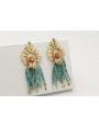 Pendientes hoja estriada y nénufar con brillo cora
