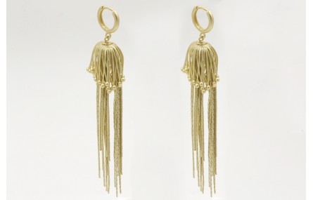 Pendientes medusa dorado mate. Largo 8cm.