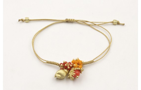 Pulsera hilo fino dorado con nudo serpiente,burruñ