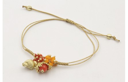 Pulsera hilo fino dorado con nudo serpiente,burruñ
