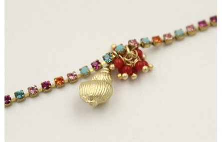 Pulsera cadena de strass de colores azul,rosa,nara