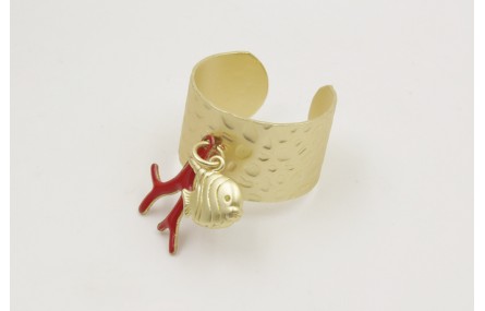 Anillo base labrada dorada mte con rama plana de c