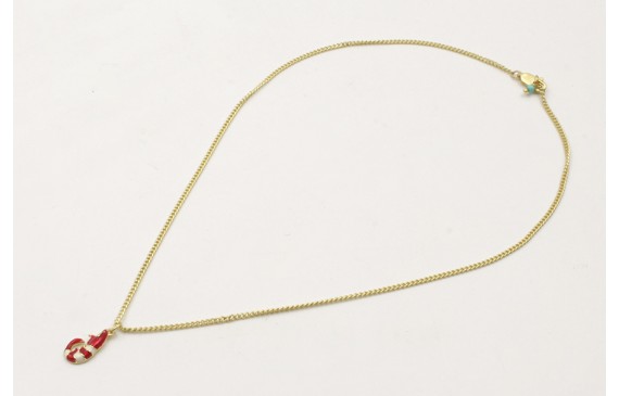 Solitario cadena plana dorada mate con colgante ga