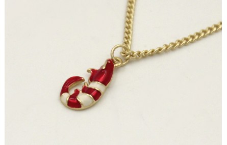 Solitario cadena plana dorada mate con colgante ga